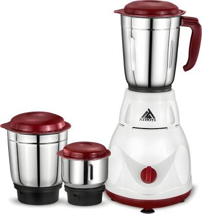 Athots CNC hybrid POWER FULL 550 W Juicer Mixer Grinder(eco Mingle | 3 Jars | White, cheery)