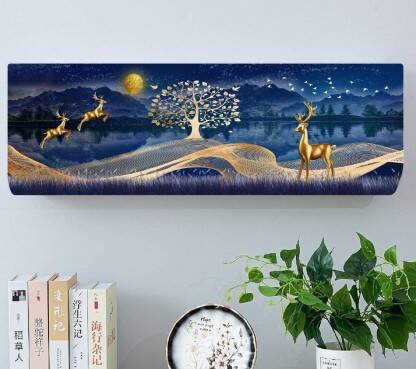 DARSHANAM WORLD Air Conditioner  Cover(Width: 97 cm, Gold, Blue)