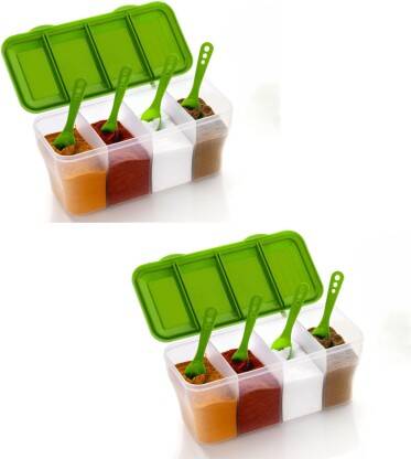 Sloppy Plastic Grocery Container  - 800 ml(Pack of 2, Green)