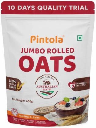Pintola 100% JUMBO Rolled Oats - Wholegrain,Gluten-Free,High Fiber,Nutritious Breakfast Pouch(400 g)