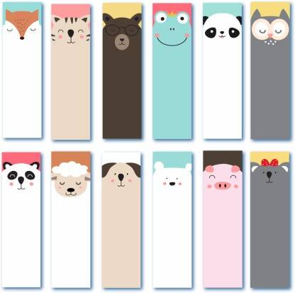 RINKON Bookmarks For Book Lovers Set Of 12 Pcs Designed Animals Theme Printed Quotes Bookmark Bookmark(Animals, Multicolor)
