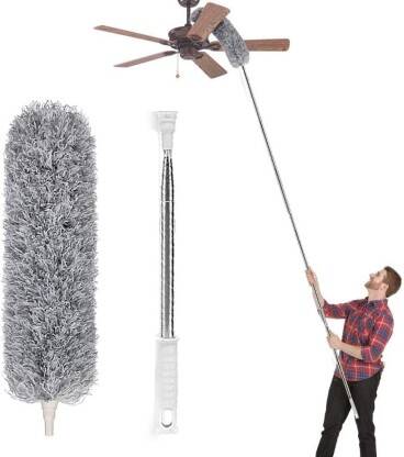 ZARQITO Microfiber 100 inch ExtensionPole with Cleaning Fan High Ceiling Wet and Dry Duster
