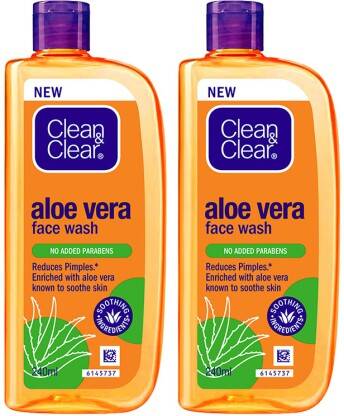 Clean & Clear Aloe Vera| Reduces pimples | Enriched with Aloe Vera to soothe skin Face Wash(480 ml)