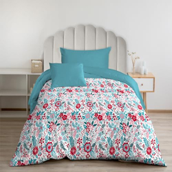 Trident Single Size Comforter Blanket, 144 Thread Count, 100% Cotton Shell with 120 GSM Polyfill, Single Bed Comforter Blanket, Urban Comfort Collection-Gardenia Blooms Pink