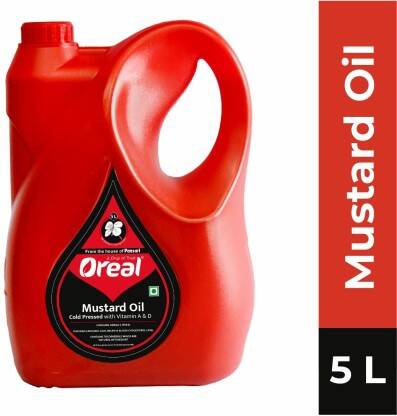 Oreal 100% Pure Cold Press with Goodness of Vitamin A & D, Preservative Free Mustard Oil Can(5 L)