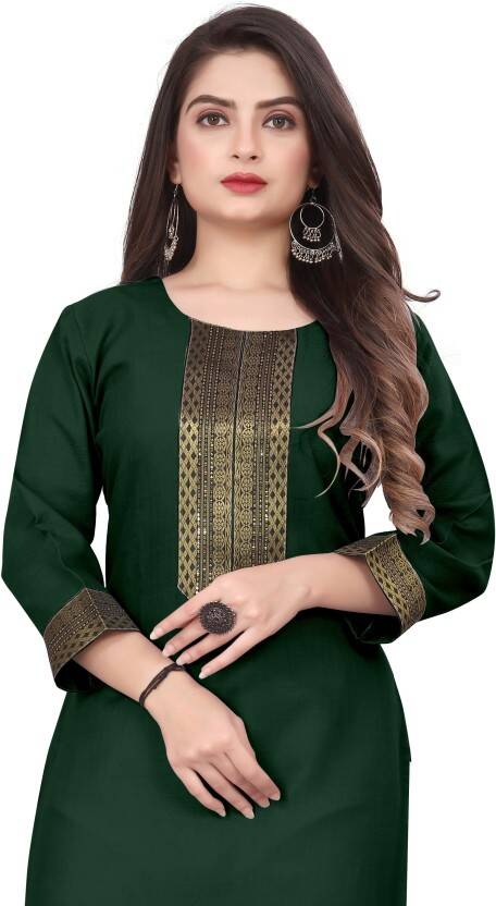 Women Woven Design Cotton Blend Flared Kurta