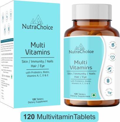NutraChoice Multivitamin Tablets for Men and Women, 40 Nutrients with Probiotics(120 Tablets)