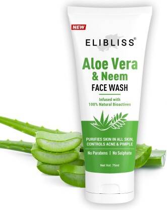 ELIBLISS Aloe Vera Neem for Acne Prone Skin, Men & Women Tan | Dirt Removal  Face Wash(75 ml)
