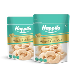 Happilo Natural Popular Whole Cashews 400g (Pack of 2), Healthy Snack, Source of Protein, Vitamin & Minerals, No Preservatives