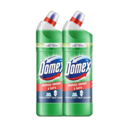 Domex FreshGuard Toilet Cleaner,Lime Fresh, 1 ltr, Removes Tough Stains and Odour, Provides Freshness for 100 Flushes (Pack of 2)