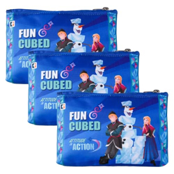 Kuber Industries Pack of 3 Pencil Pouch | Square Stationary Pouch | Pen-Pencil Box for Kids | Zipper Pencil Organizer | School Geometry Pouch | Pencil Utility Bag | Disney-Frozen | Blue