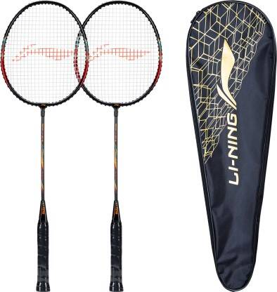 LI-NING Smash XP 60 IV Badminton Racket (Set of 2 + 1 Full Cover) (Strung, Black / Pink) Multicolor Strung Badminton Racquet(Pack of: 3, 95 g)