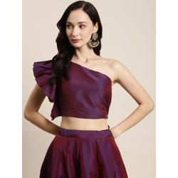 Shae by SASSAFRAS Purple One Shoulder Blouson Crop Top