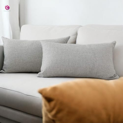 CASA-NEST Jute Cushion Cover 12x20 (Pack of 2) (Light Grey)