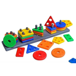 Wirescorts Angle Geometric Plastic Blocks, Sorting & Stacking Toys for Toddlers and Kids Preschool, Color Stacker Shape Sorter Gift Educational Learning Toy for 1 2 3 Years Boys and Girls, Multicolor
