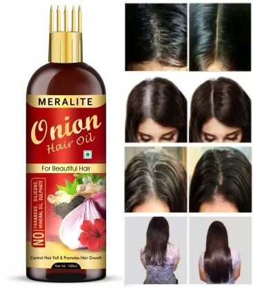 Meralite Onion Hair Oil - with COMB APPLICATOR - Controls Hair Fall - NO Mineral Oil, Silicones, Cooking Oil & Synthetic Fragrance Hair Oil(100 ml)