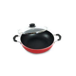 kyyte Non-Stick Alpha Kadai 24 cm Dia/2.5 Liters with Glass Lid.