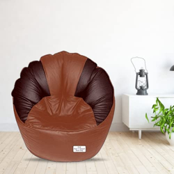 RnS Rest 'n' Sleep Bean Bag Cover Faux Leather Mudda Sofa Chair Filled Without Beans for Living Room, Home, Office, Bedroom, Hall, Cafe, Restaurant for Relaxing, with 1 Year Warranty (Brown/Tan, 3XL)