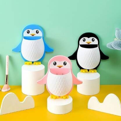 VCR ENTERPRISE Toothbrush Holder Storage Organizer for Bathroom Wall Mounted Penguin Shape Plastic Toothbrush Holder(Multicolor, Wall Mount)