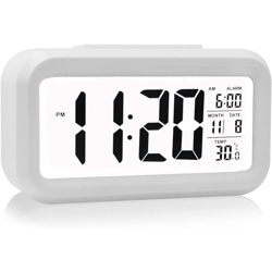 Alarm clock, digital clock, table clock for Students, watch timer for study, Home, Office, Bedroom, kitchen, loud desk alarm clocks for heavy sleepers with Automatic Sensor, Time, Date & Temperature