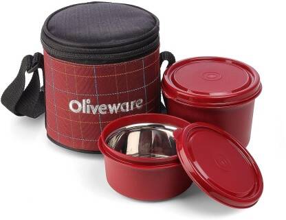 Oliveware Cleo Lunch Box | Stainless Steel Containers | Microwave Safe | Leak Proof 2 Containers Lunch Box(1050 ml, Thermoware)
