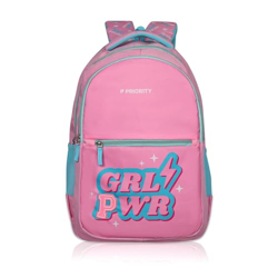 Priority 19 Inch Lightweight PU College Backpack For Boys & Girls | Casual Backpack For Unisex | Office Backpack For Men & Women (Large | Light Pink)