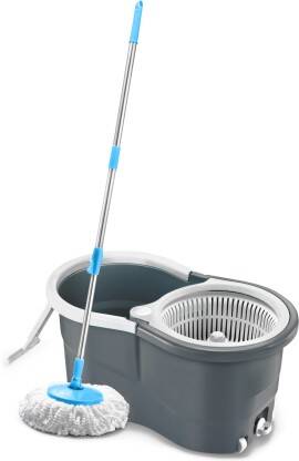 3D METRO SUPER STORE Gamma with 360 Spinner 2 Microfiber heads & Twin Bucket Mop Set(Grey, Blue)