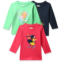 MINITATU Baby Girl's Regular Fit T Shirt (Mt-3253D-Mm_Multicolor_6 Months-12 Months)