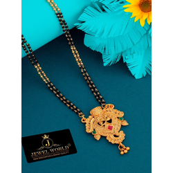 JEWEL WORLD Gold-Plated Stone-Studded & Beaded Mangalsutra
