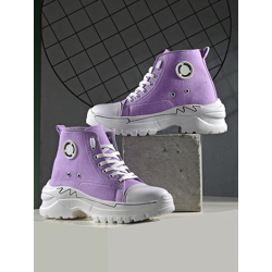 Kook N Keech Women Purple & White Mid-Top Lightweight Sneakers