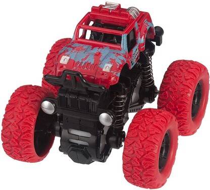 K A Enterprises monster trucks toys for boys, 360 degree rotation 4 wheels drive durable friction powered truck toys for kids inertia car toys for toddlers gifts for kids (pack of 1)- RED (Multicolor)(Red, Pack of: 1)