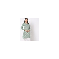 Geometric Print V-Neck Straight Kurta