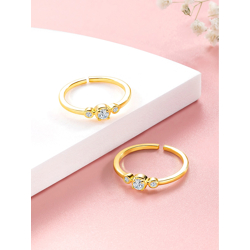 Peora Set Of 2 Gold-Plated Cubic Zirconia-Studded Adjustable Toe Rings
