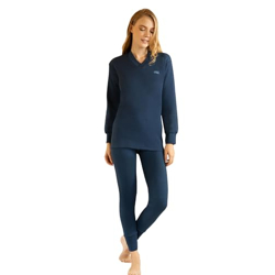 Lux Cottswool Women's V Neck Full Sleeves Thermal Set_LAD_FSV_TRO_BU_Set_85 Blue Melange