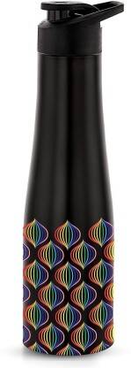 NIRLON Tall Bell Single Wall Stainless Steel Water Bottle 1000ml(UV Printed Bottle) 1000 ml Bottle(Pack of 1, Black, Steel)