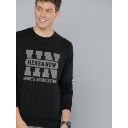 HERE&NOW Men Black & Grey Printed Sweatshirt