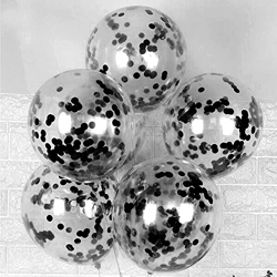 AMFIN (Pack of 10) Transparent Balloons Bouquet Combo with Pre Filled Black Confetti & Ribbons for Wedding Anniversary, Birthday, Baby Shower, Office Party Decorations Balloon Bunch for Decoration