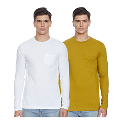 Amazon Brand - Symbol Men's Solid Regular T-Shirt (Pack of 2) (SS19MNTEE04-10_Ecru Olive & White_M)