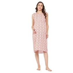 Clovia Women's Rayon Knee Length Casual Nightgown (NS1506P18XXL_White_2XL)