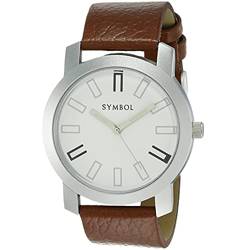  Symbol Men Faux Leather Analog White Dial Watch-Az-Sym-Ss21A-05A, Band Color-Brown