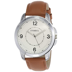 Amazon Brand - Symbol Men Leather Spring-Summer'21 Analog Silver Dial Watch-Az-Sym-Ss21B-23D, Band Color-Brown