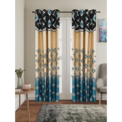 Amazon Brand - Solimo Metallic Mischief Polyester Long Door Curtains (Pack of 2, 9 feet), Gold
