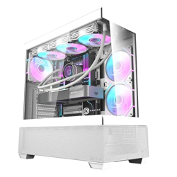 Circle Defender ZX3 Mid-Tower Computer Case, Gaming Cabinet - White, Supports ATX, M-ATX, ITX, 3 x 120mm Front and 1 x 120mm Rear ARGB Fans