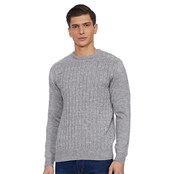 Amazon Brand - Symbol Men's Acrylic Crew Neck Sweater (SWR-SY-AW21-03_Lt Grey_M_Grey_M)