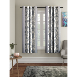 Cortina Grey & White Set of 2 Window Curtains