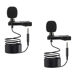 REBONICX Pack-2 Professional Collar Mic for YouTube Grade Lavalier Microphone Omnidirectional with Easy Clip On System  Perfect for Recording Voice/Interview/Video Conference/Podcast/AndroidT9