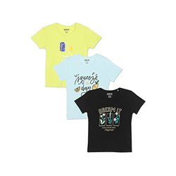 Newport Girl's Regular Fit T-Shirt (NPOGRNK20018G16_Multicolour3 8 9 Years)