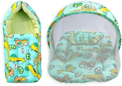 NAVYA Baby Bedding Set Mattress with Net & Baby Sleeping Bag (0-3 Months) (Green) Baby Bedding Set Mattress with Net & Baby Sleeping Bag (0-3 Months) (Green) SELF(Fabric, Multicolor)