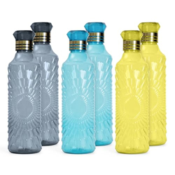 HomeWiz Unbreakable Plastic Water Bottle I Leak Proof I BPA Free Food Grade Fridge Water Bottle I Ideal for Gym, Office, Home, Travel, College, Easy to Clean, 1 Litre Each, Set of 6, Assorted