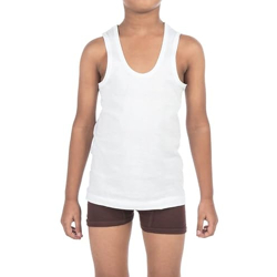 VIP Bonus Junior Kids Innerwear Round Neck Vest with Sleeves, Pure Cotton Combo Baniyan for Kids | for 10-11 Years Kids (Pack of 6)- White